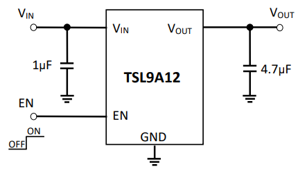 Application Circuit Diagram - Taiwan Semiconductor TSL9A12 Low Dropout Linear Voltage Regulators